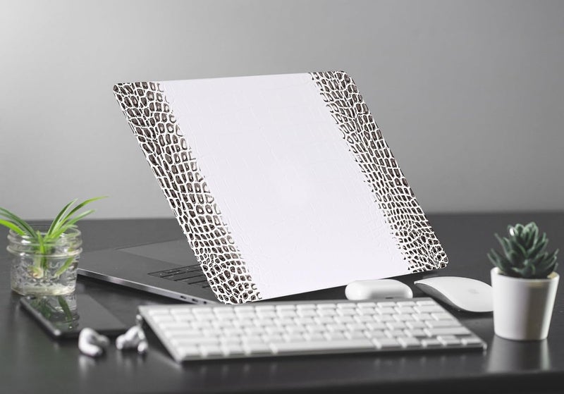 KEROM Compatible with Crocodile MacBook Air 13 Inch Case 2025-2022 M4 M3 M2 A3240 A3113 A2681, Textured Elegant Luxury Aligator Skin Snakeskin PU Leather Hardshell Case & Keyboard Cover, Black White - Image 5